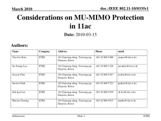 Consideration s on  MU-MIMO Protection in 11 ac