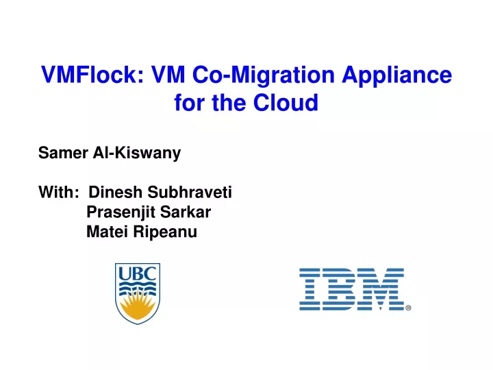 vmflock vm co migration appliance for the cloud