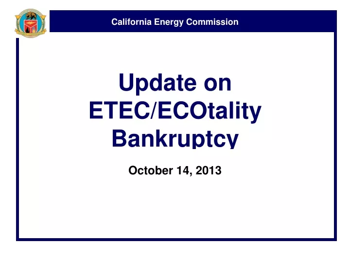 update on etec ecotality bankruptcy