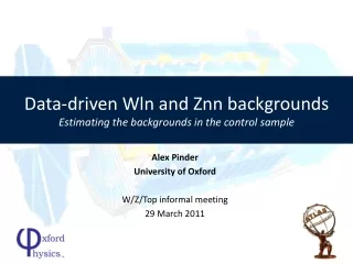 Data-driven Wln and Znn backgrounds Estimating the backgrounds in the control sample