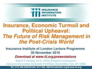 Insurance Institute of London Lecture Programme 30 November 2010