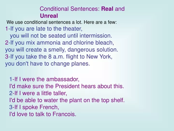conditional sentences real and unreal