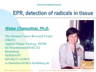 EPR, detection of radicals in tissue