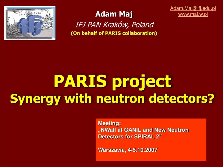 paris project synergy with neutron detectors