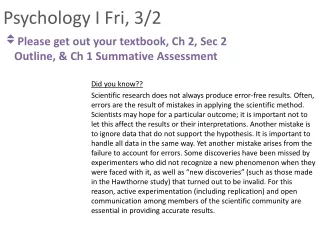 Psychology I Fri, 3/2