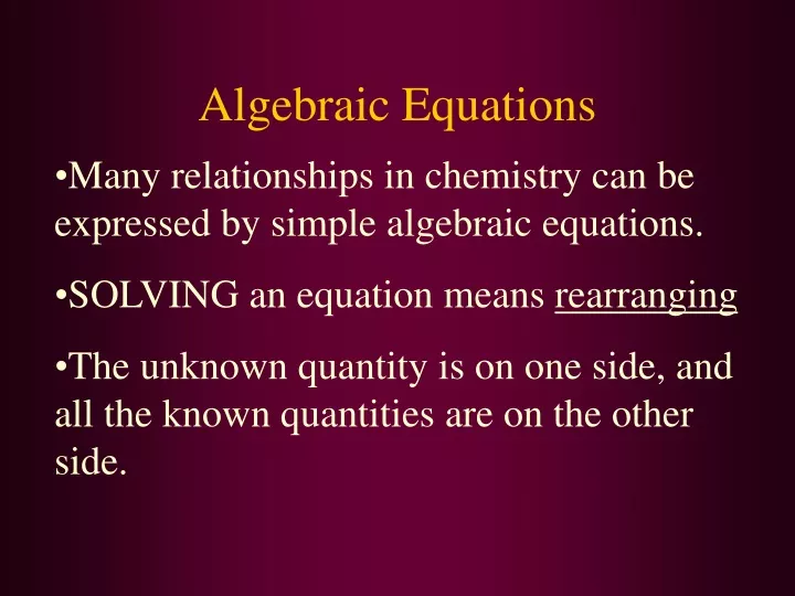 algebraic equations