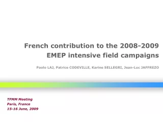 TFMM Meeting Paris, France 15-16 June, 2009