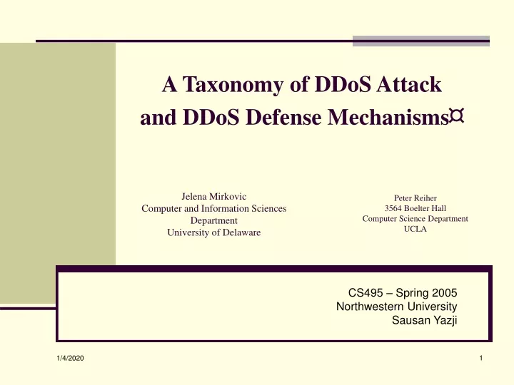 a taxonomy of ddos attack and ddos defense mechanisms