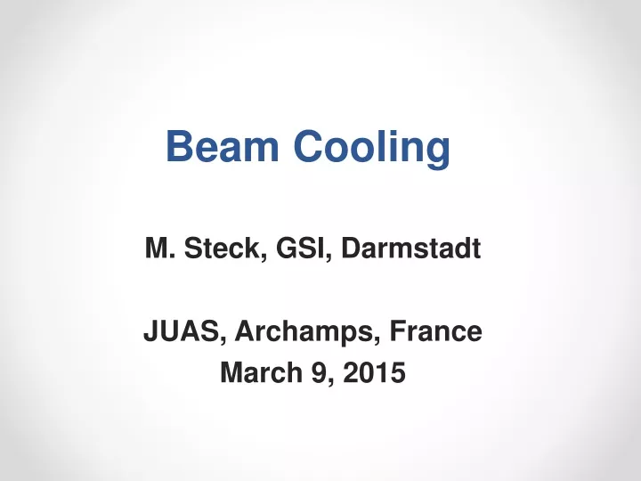 beam cooling