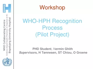 Workshop WHO-HPH Recognition Process  (Pilot Project)