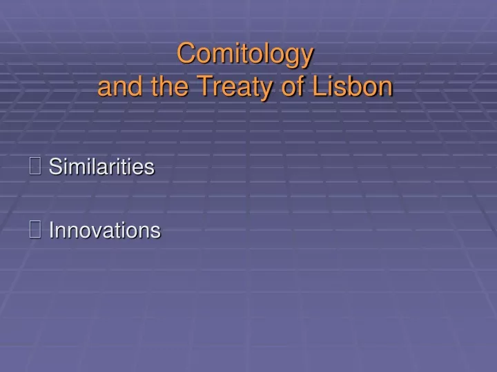 comitology and the treaty of lisbon