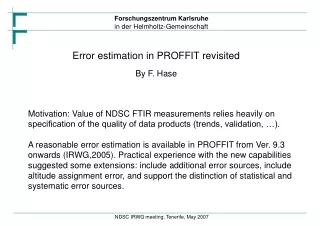 Error estimation in PROFFIT revisited By F. Hase