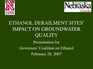 ETHANOL DERAILMENT SITES’ IMPACT ON GROUNDWATER QUALITY