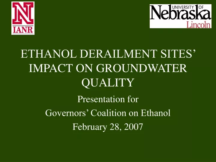 ethanol derailment sites impact on groundwater quality