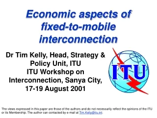 Economic aspects of  fixed-to-mobile interconnection