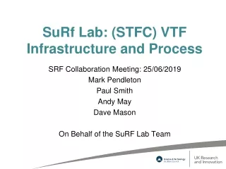 SuRf Lab: (STFC) VTF Infrastructure and Process