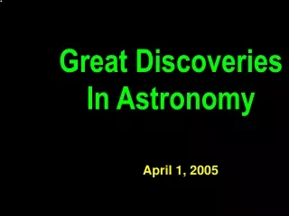 Great Discoveries In Astronomy