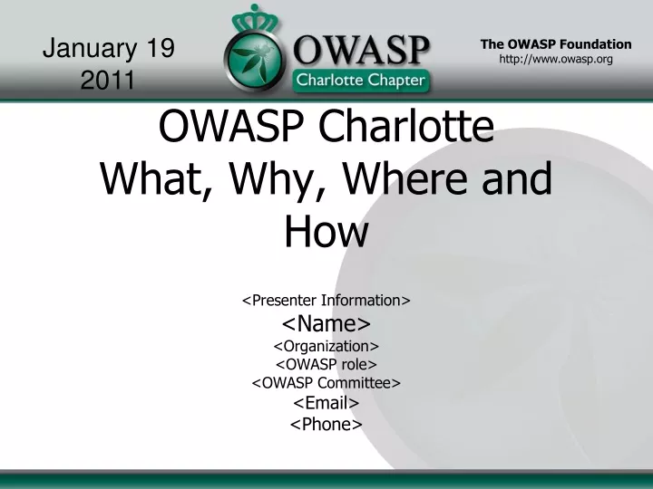 owasp charlotte what why where and how