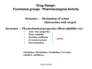Drug Design: Functional groups / Pharmacological Activity