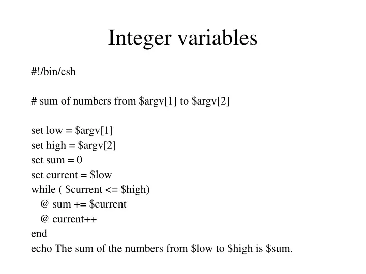 integer variables