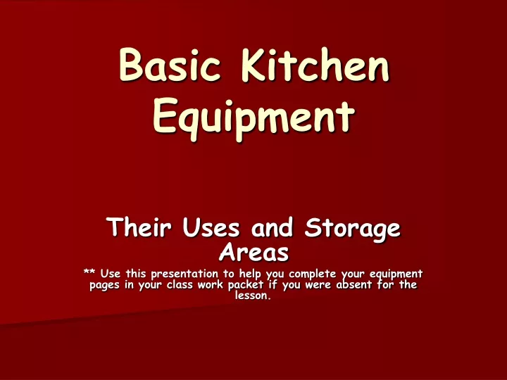 basic kitchen equipment