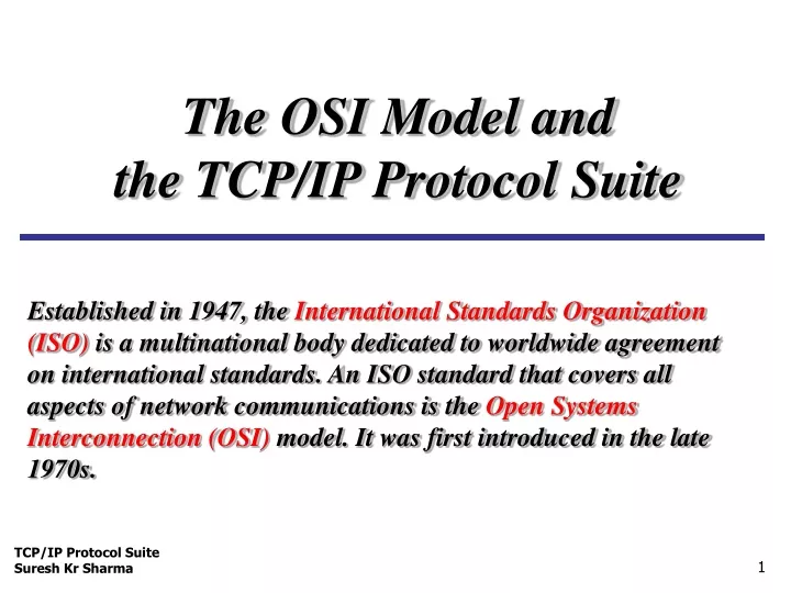 the osi model and the tcp ip protocol suite