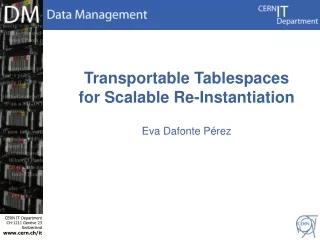 Transportable Tablespaces for Scalable Re-Instantiation