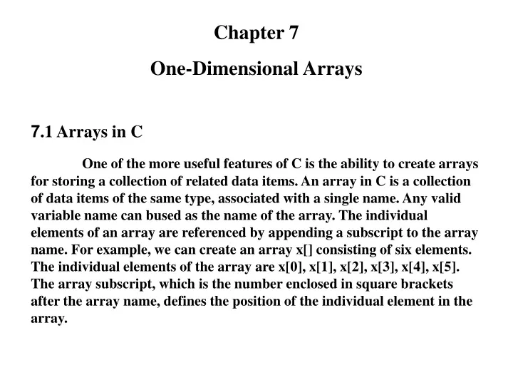 chapter 7 one dimensional arrays 7 1 arrays