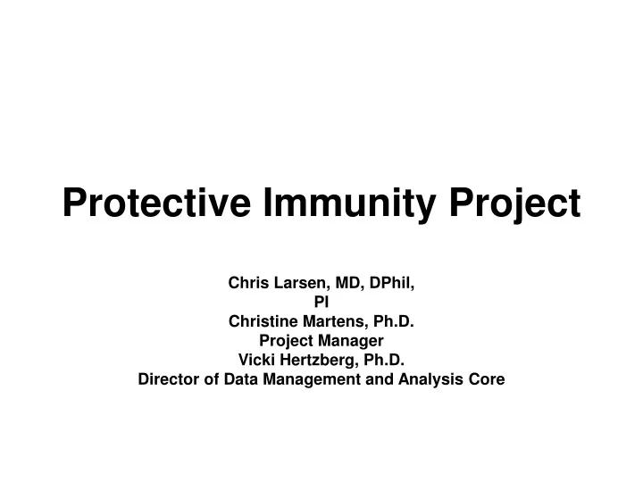 protective immunity project