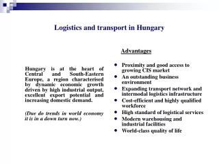 Logistics and transport in Hungary