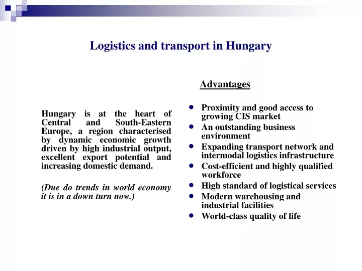 logistics and transport in hungary