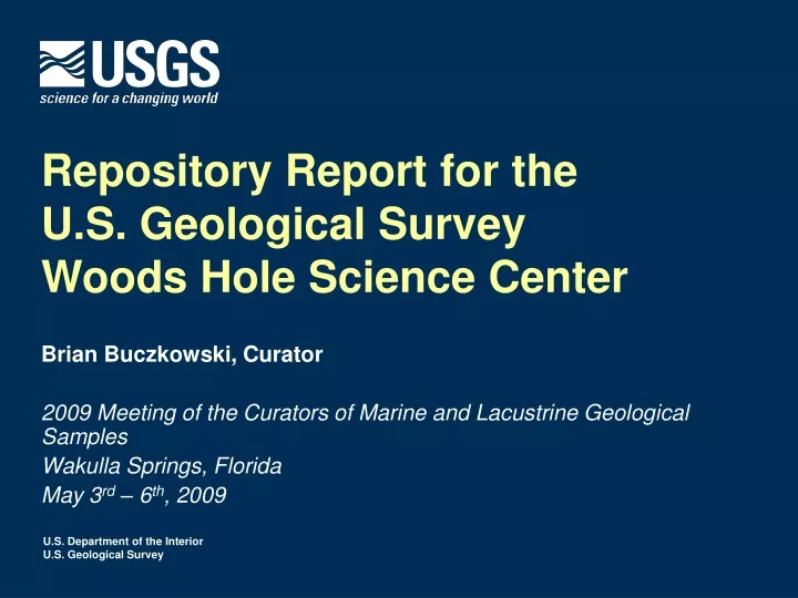 repository report for the u s geological survey woods hole science center