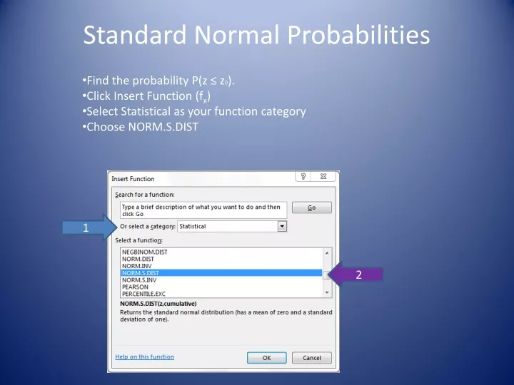 standard normal probabilities