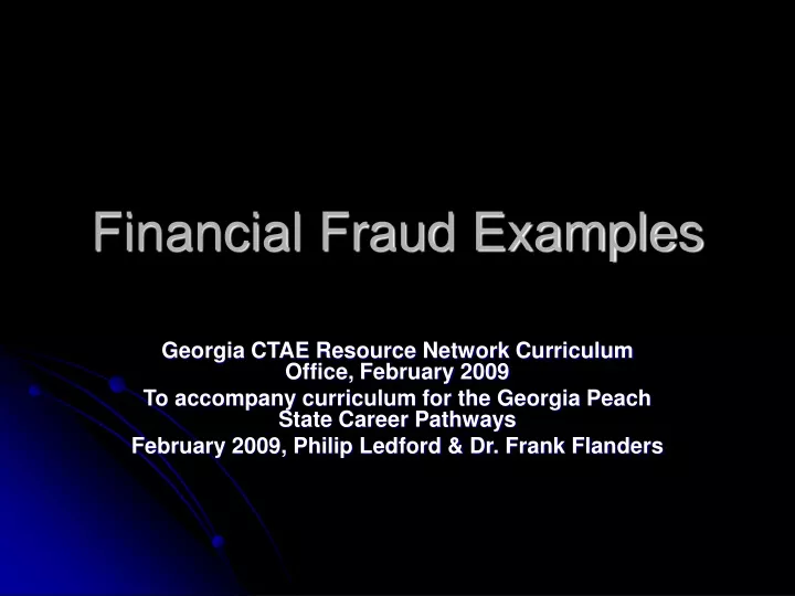 financial fraud examples