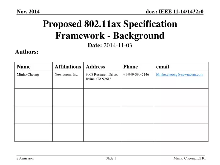proposed 802 11ax specification framework background