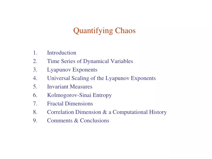 quantifying chaos
