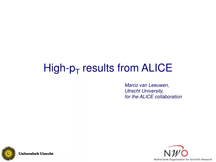 high p t results from alice