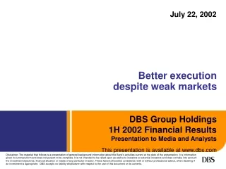 DBS Group Holdings 1H 2002 Financial Results Presentation to Media and Analysts