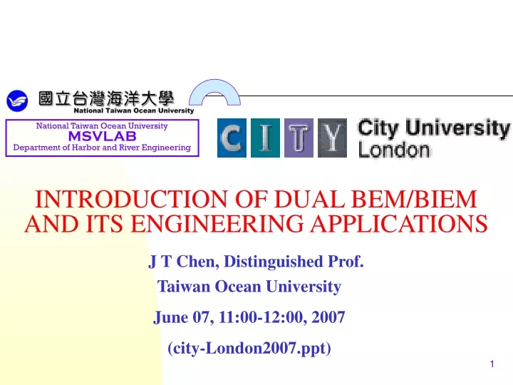 introduction of dual bem biem and its engineering applications j t chen distinguished prof