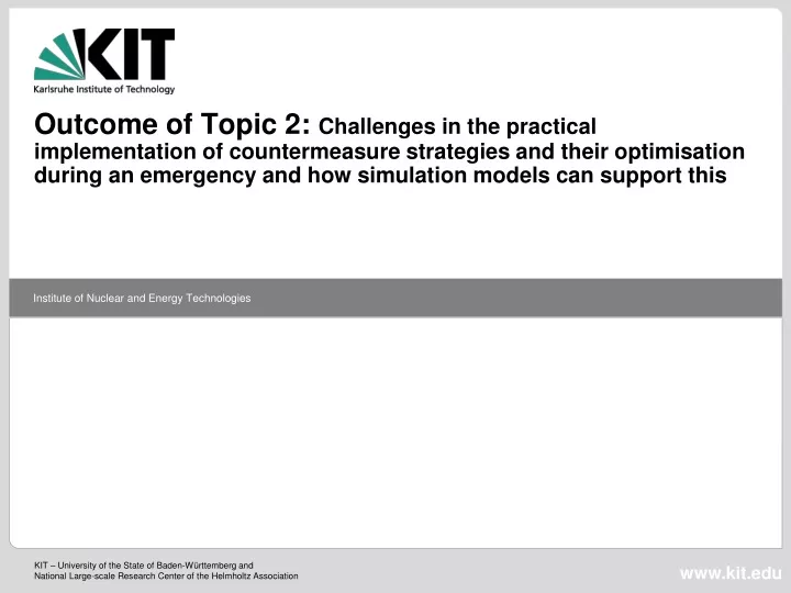 outcome of topic 2 challenges in the practical