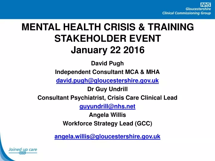 mental health crisis training stakeholder event january 22 2016