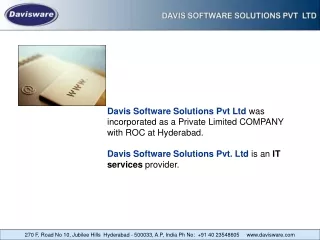 Davis Software Solutions Pvt Ltd  was