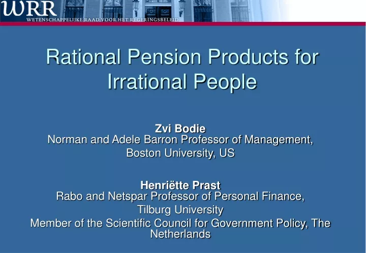 rational pension products for irrational people