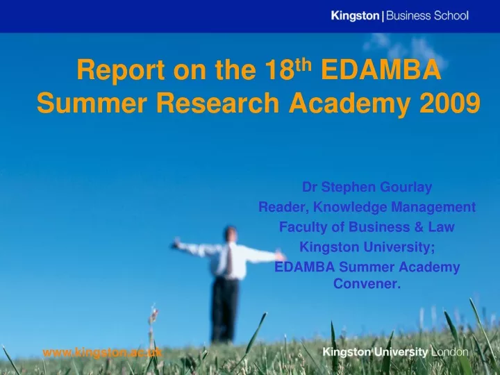 report on the 18 th edamba summer research academy 2009