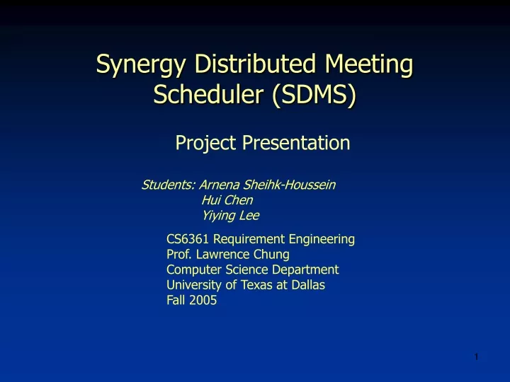 synergy distributed meeting scheduler sdms