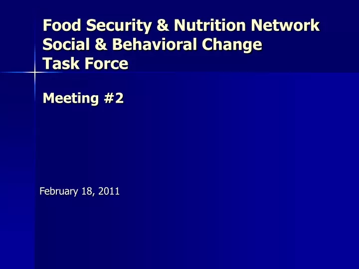 food security nutrition network social behavioral change task force meeting 2