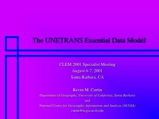 The UNETRANS Essential Data Model