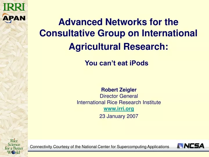 advanced networks for the consultative group on international agricultural research