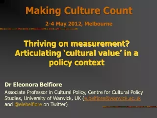 Making Culture Count 2-4 May 2012, Melbourne
