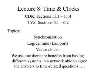 Lecture 8: Time &amp; Clocks